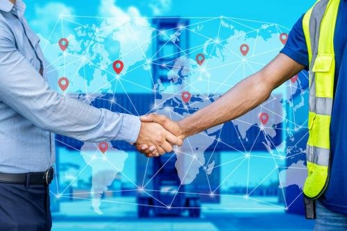 Foreman and engineer shake hand together with concept of success